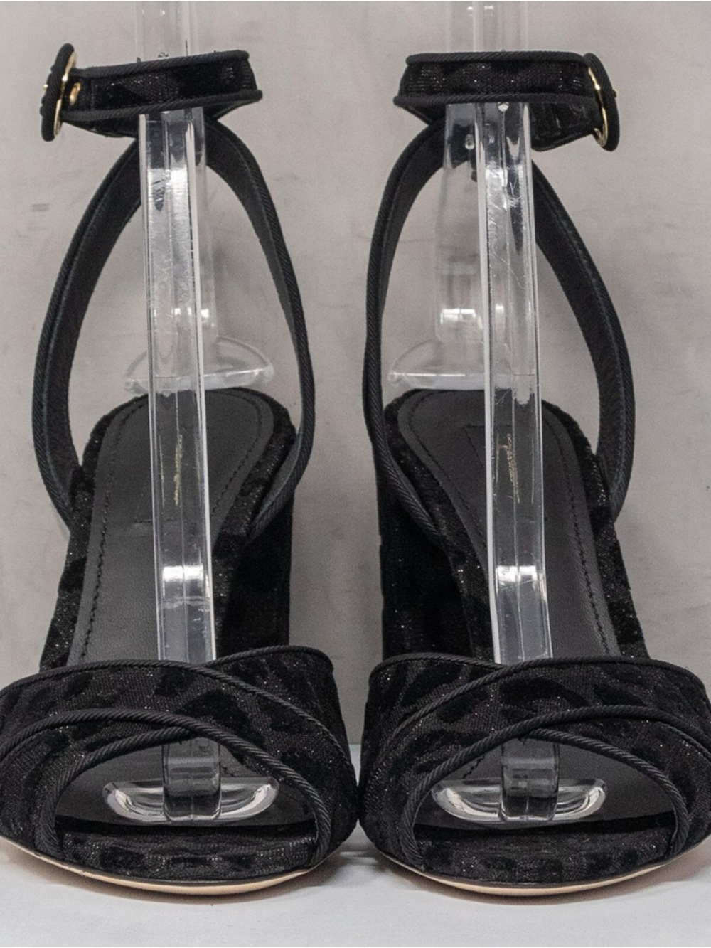 Dolce & Gabbana Black Leopard Print Sandal Heels